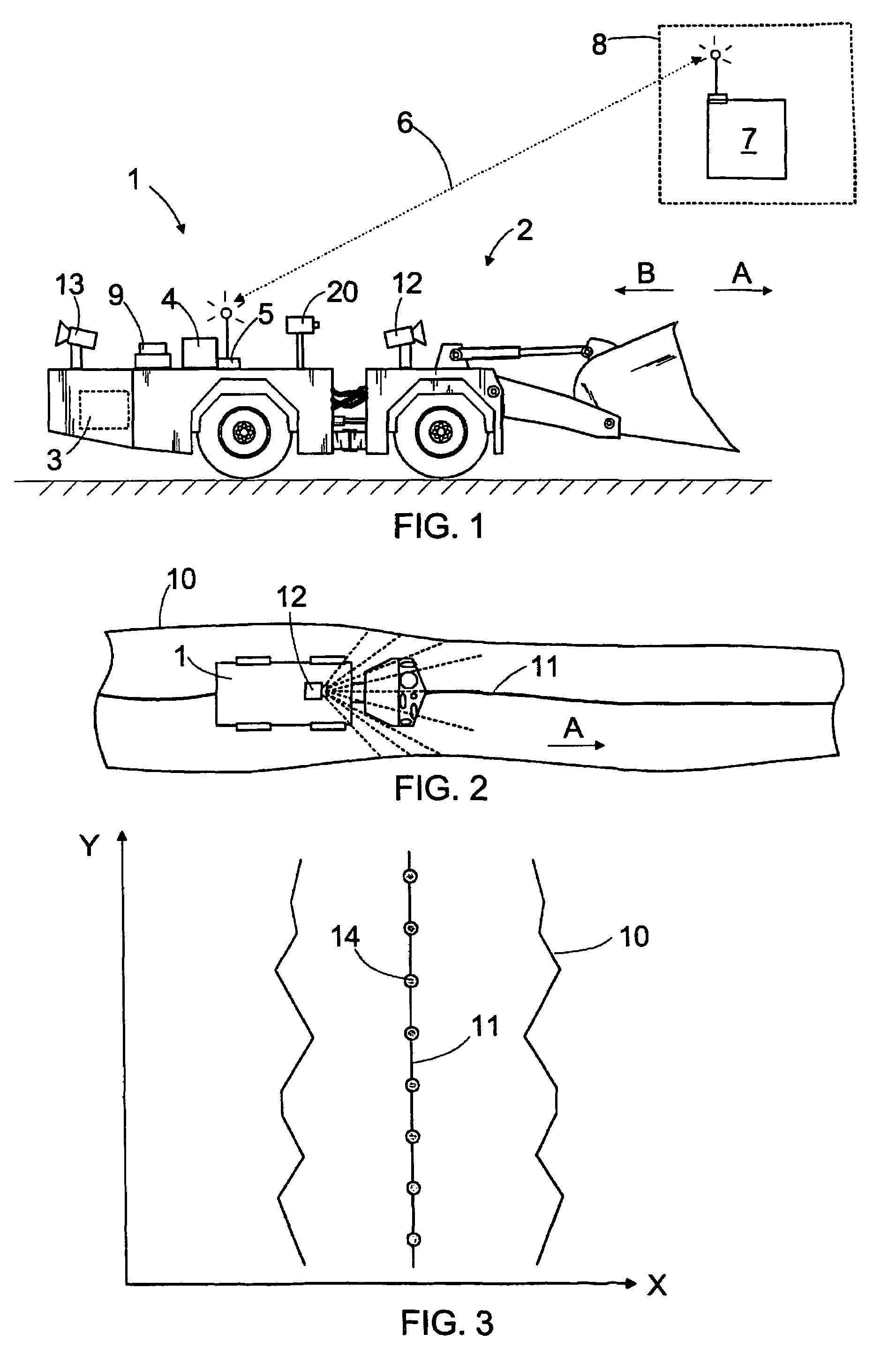 Initializing position and direction of mining vehicle