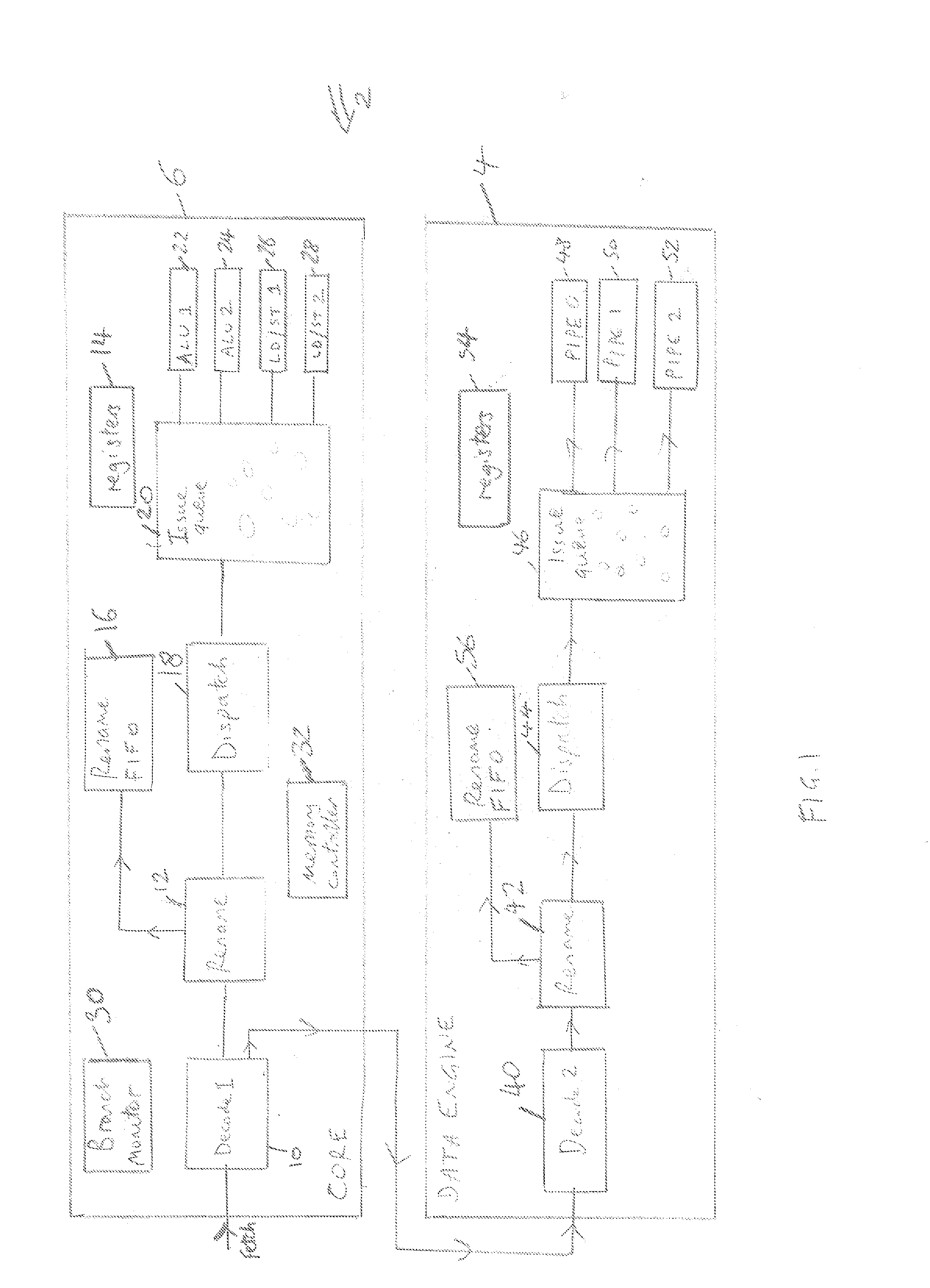 Tracking speculative execution of instructions for a register renaming data store