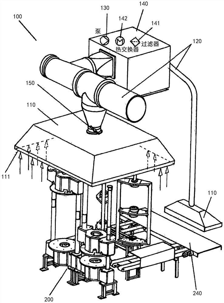 Method and apparatus for air extraction in the area of a heating press