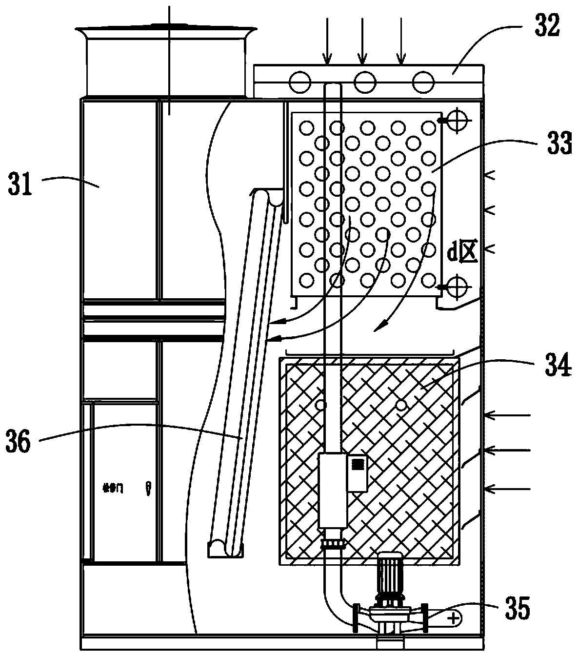 An evaporating and condensing integrated machine with a hydraulic module