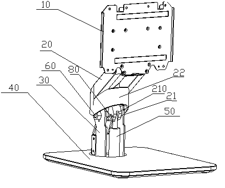 Folding bracket for gas-spring swinging structure displays