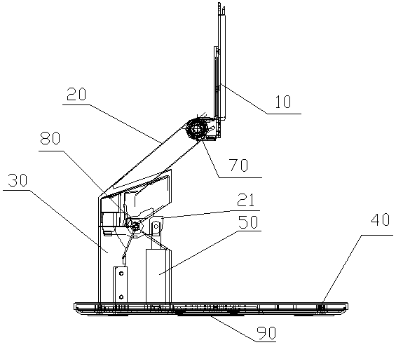 Folding bracket for gas-spring swinging structure displays