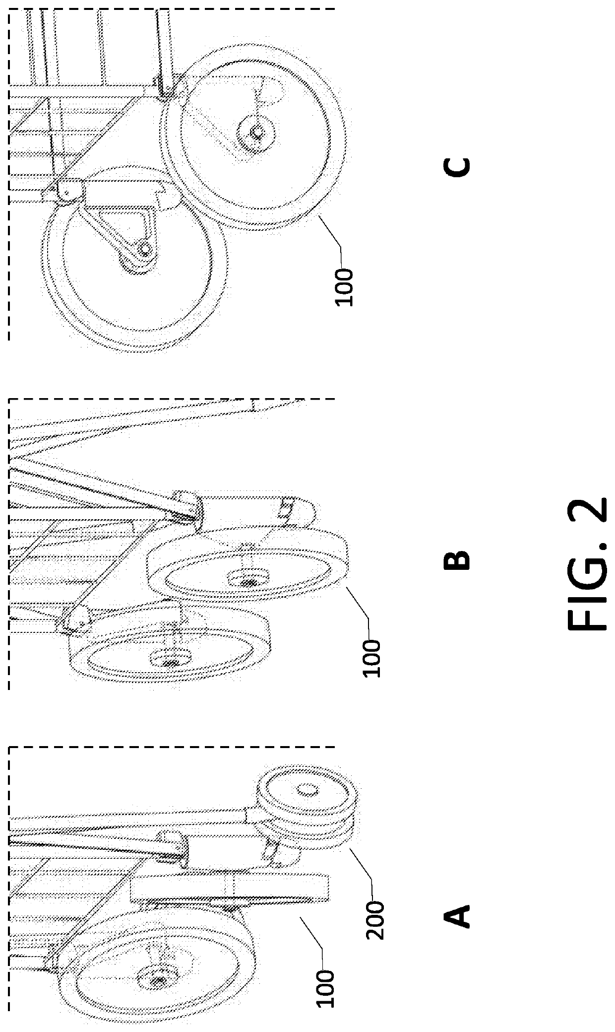 Foldable cart with deployable wheels