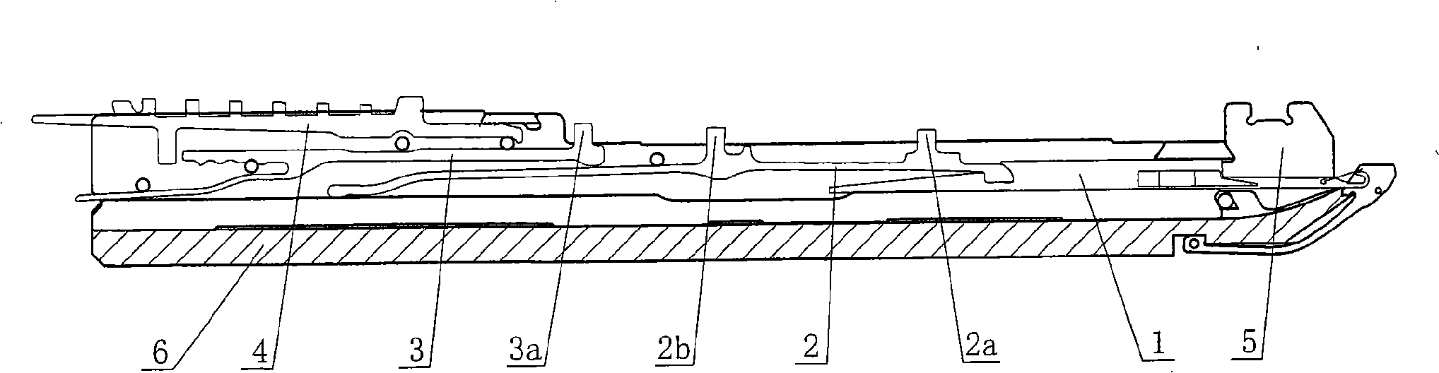 Knitting needle of computer flat knitting machine