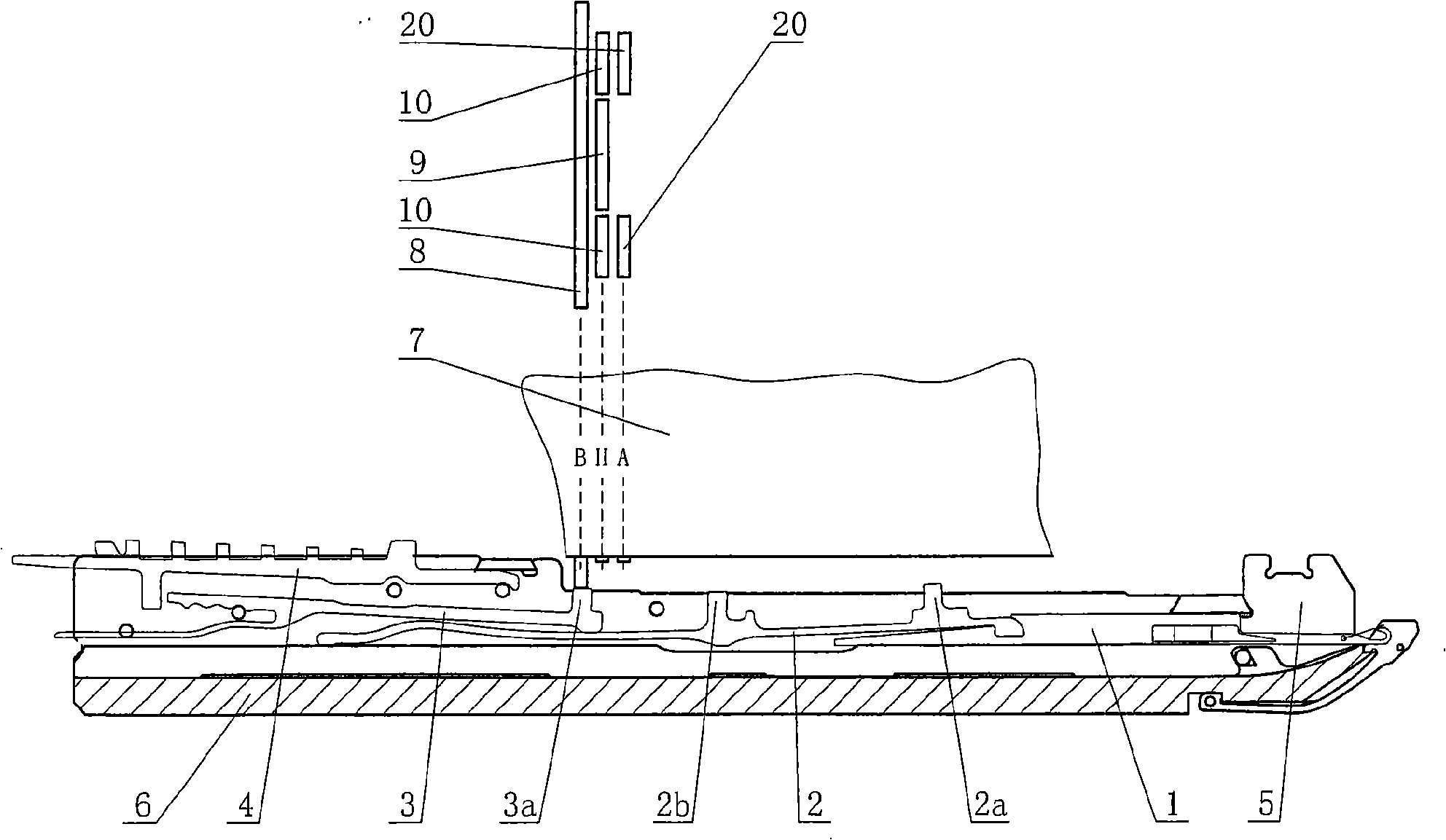 Knitting needle of computer flat knitting machine