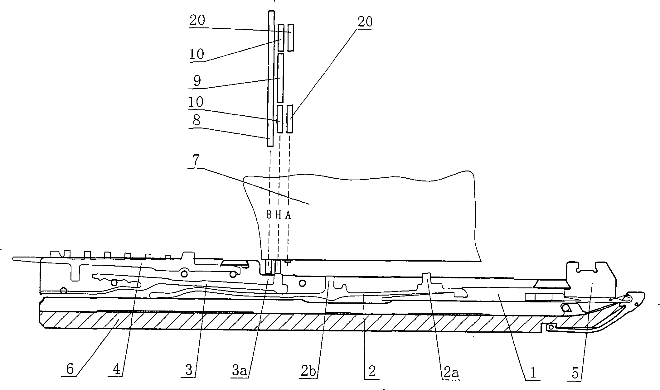 Knitting needle of computer flat knitting machine