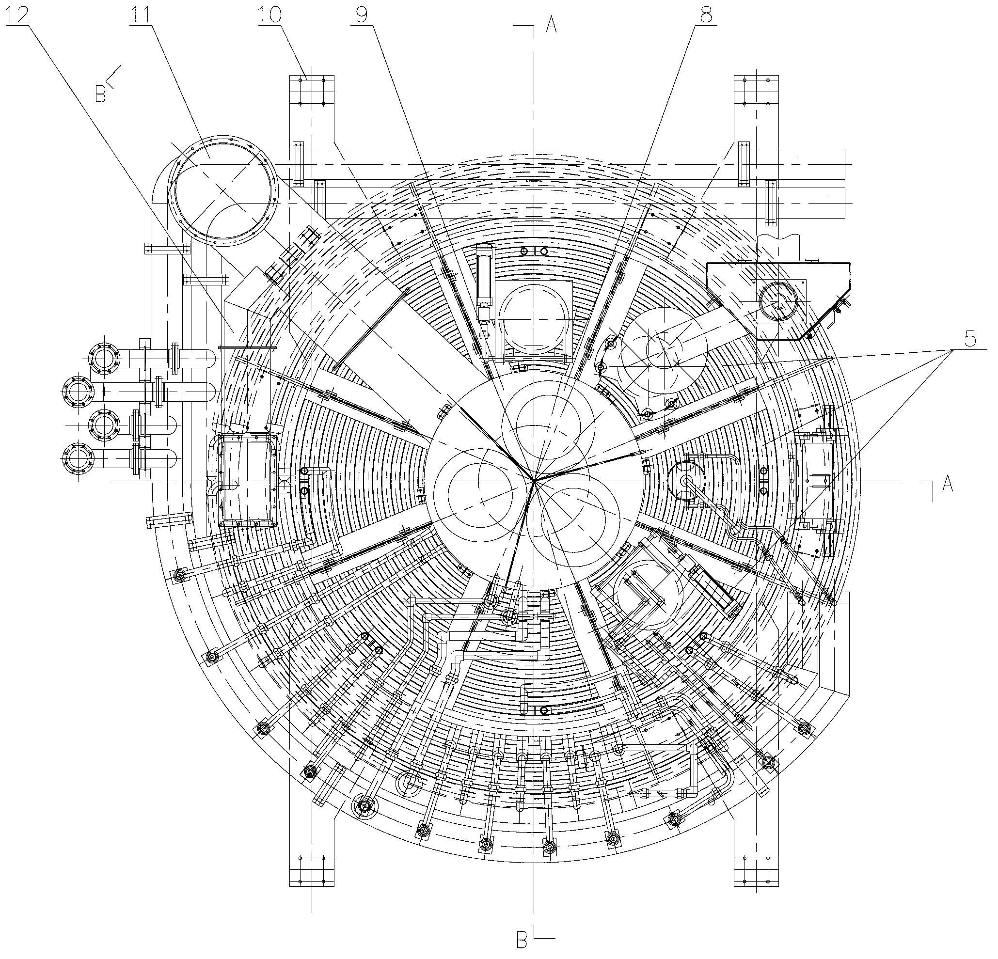 Water-cooling inert gas furnace cover