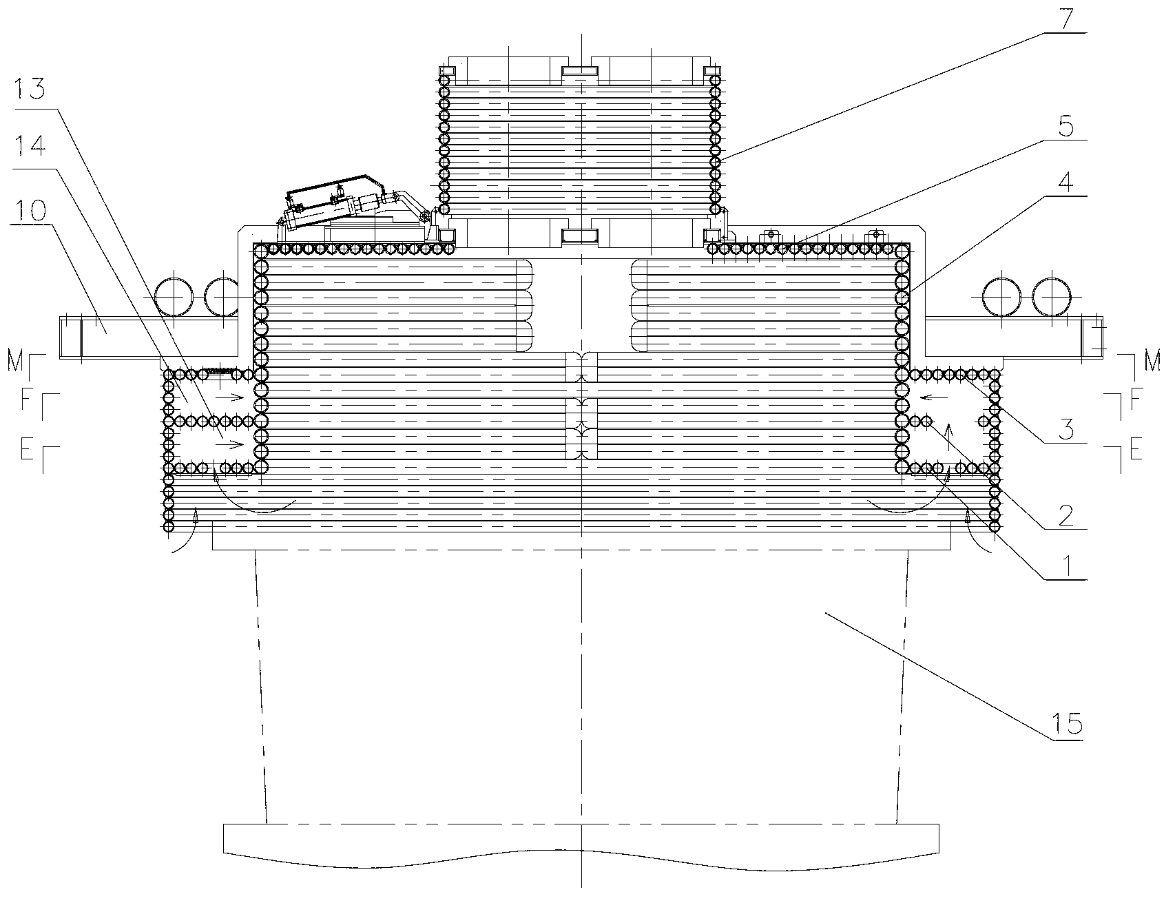 Water-cooling inert gas furnace cover