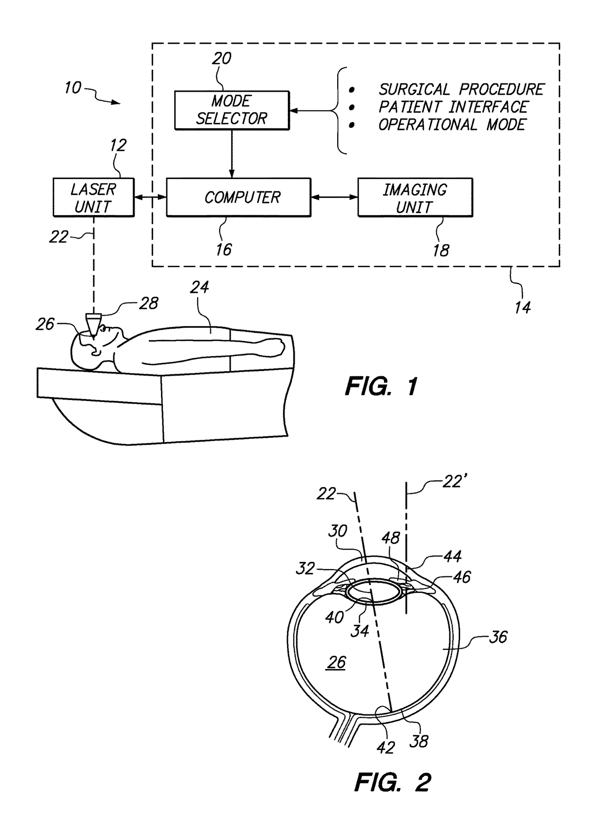 Surgical laser unit with variable modes of operation