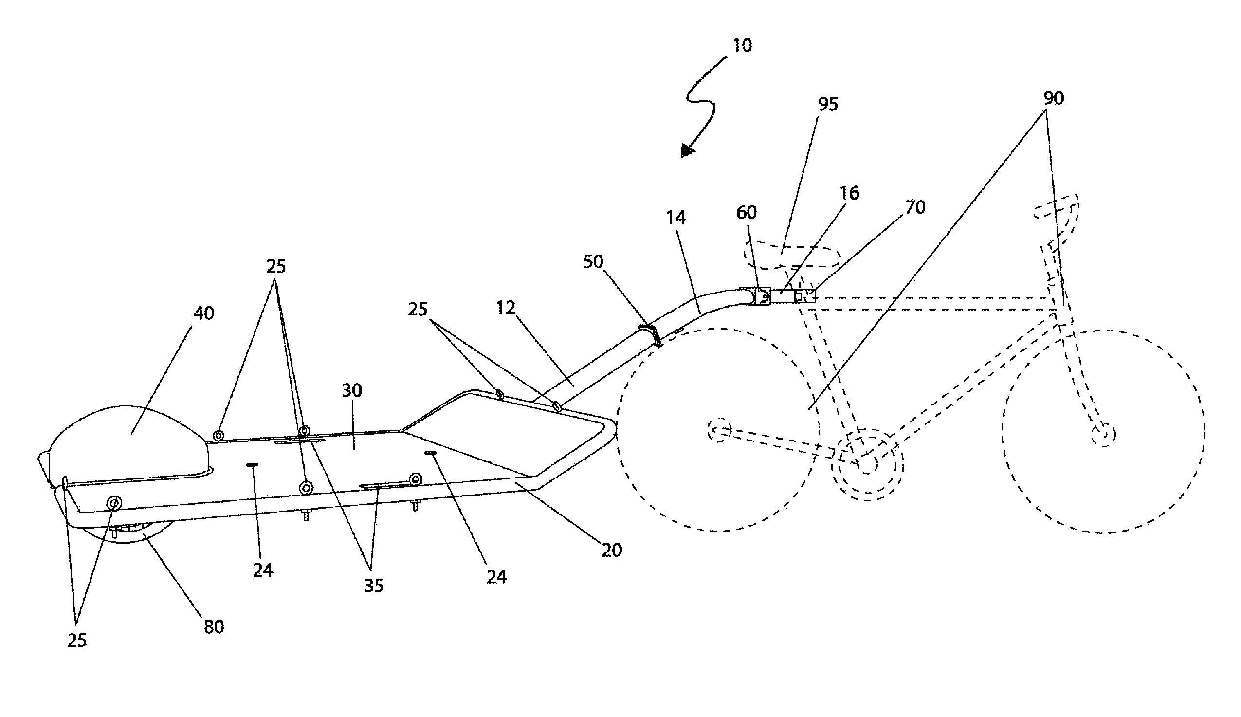 Attachable bicycle trailer