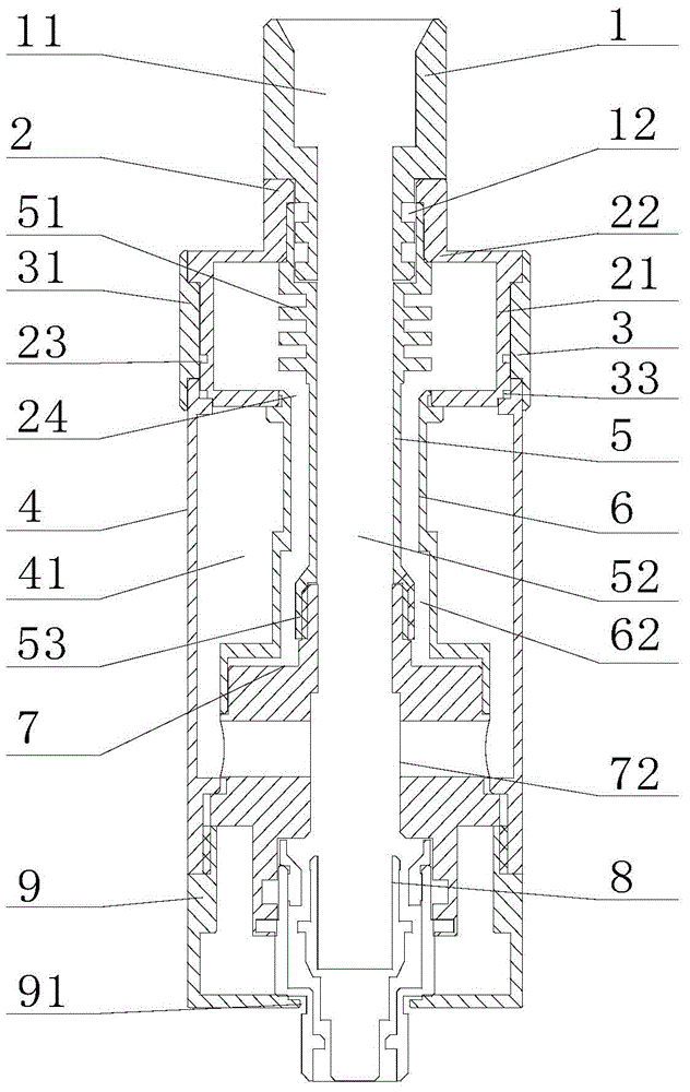 Top-air-intake electronic cigarette atomizing device