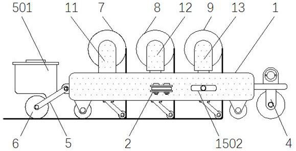 Self-propelled waterproof roll laying device for bridge construction