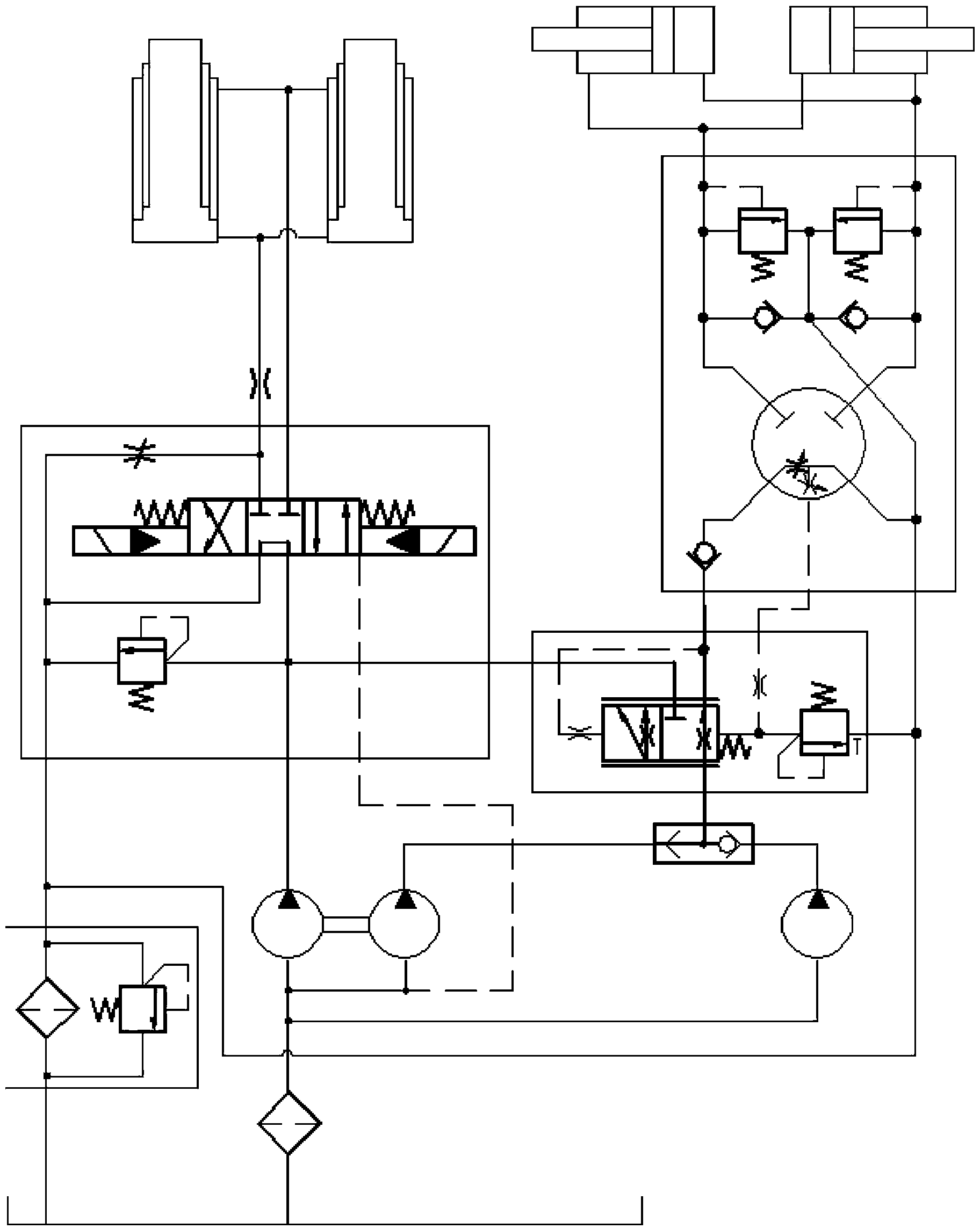 Hydraulic system of mining dump truck