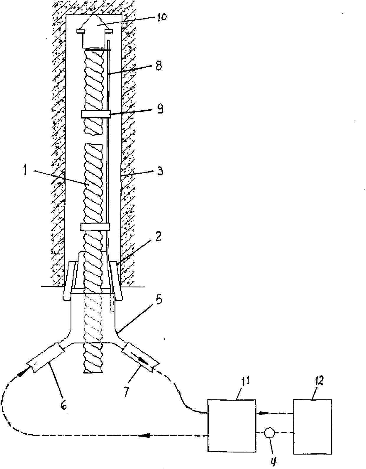 Pressure grouting device for overall length spiral anchor rod and construction process