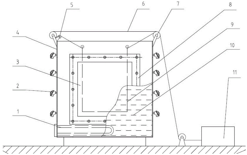 Melts and coolant interacting relative thermal-hydraulic research experiment water tank