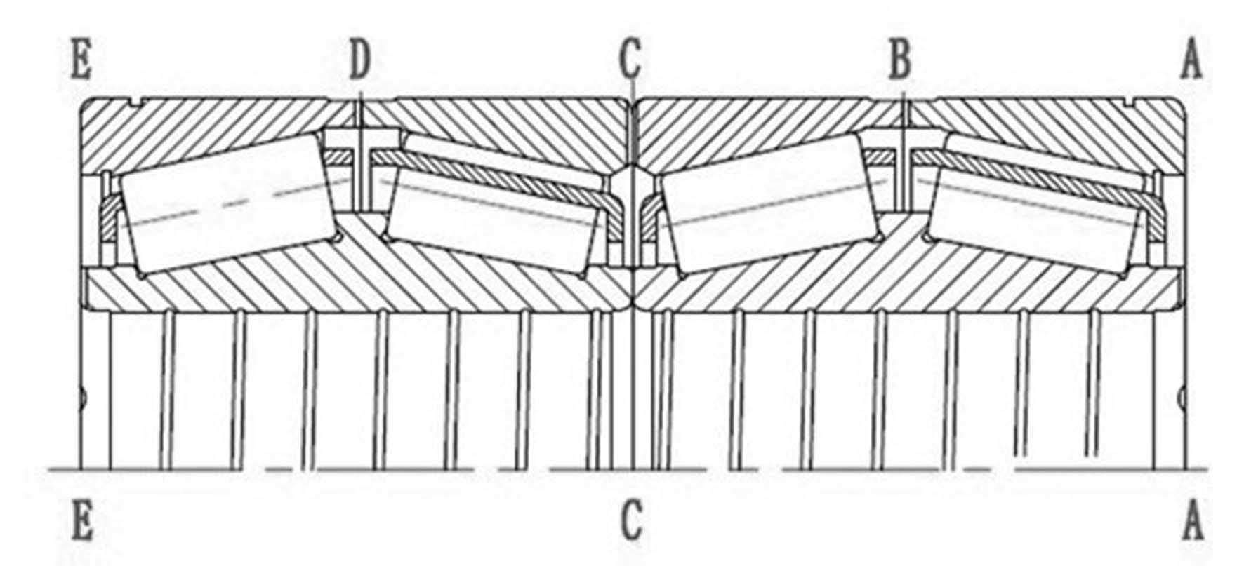 Method for fitting and measuring axial clearance of spacer-free four-column tapered roller bearing