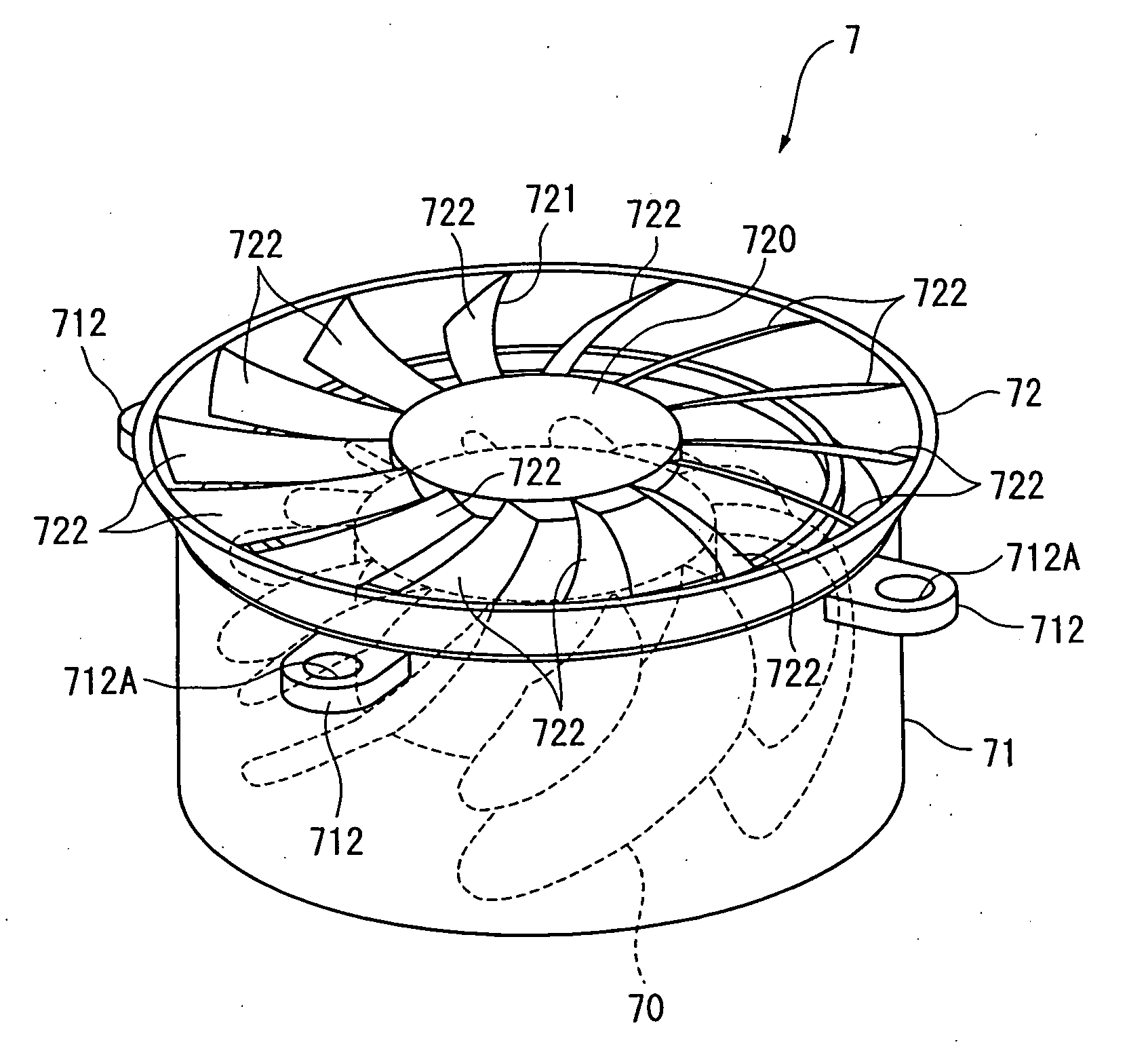 Axial-flow fan and projector provided with the same