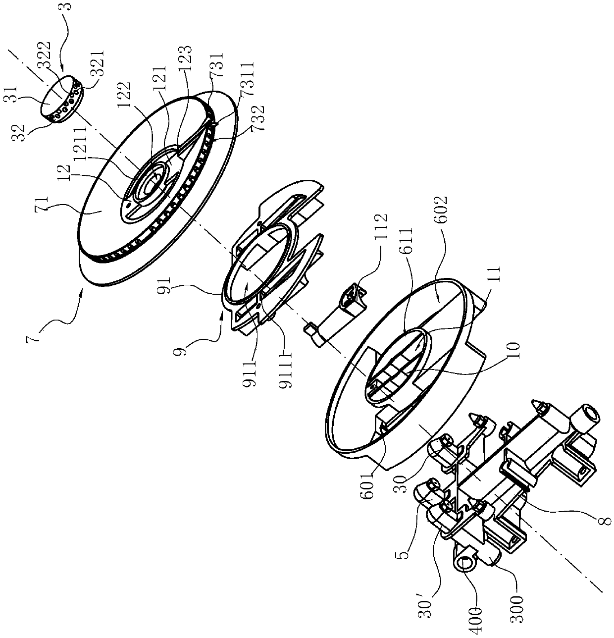 Upper air inlet burner and cooker comprising same