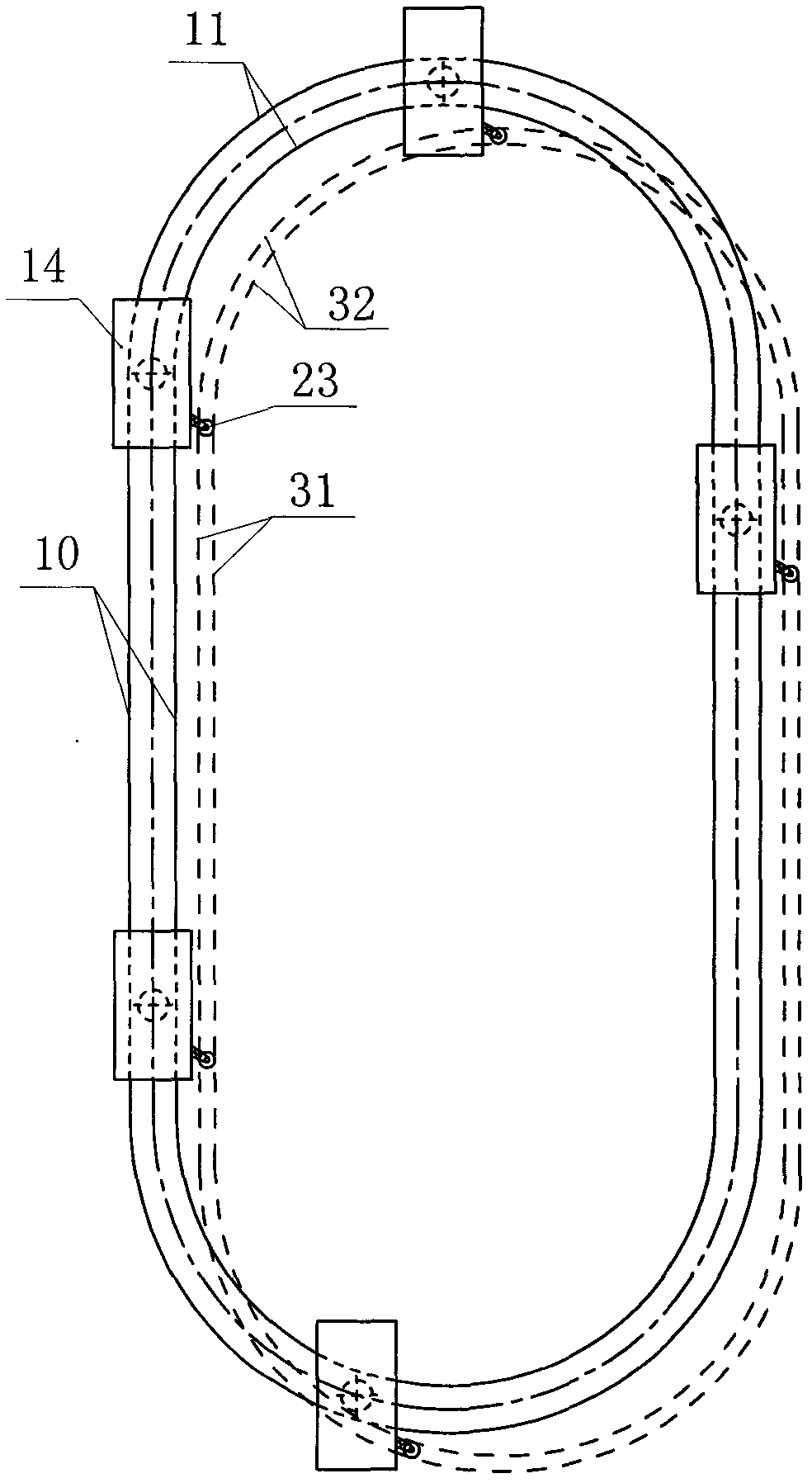 Single-wheel cycled multi-car elevator