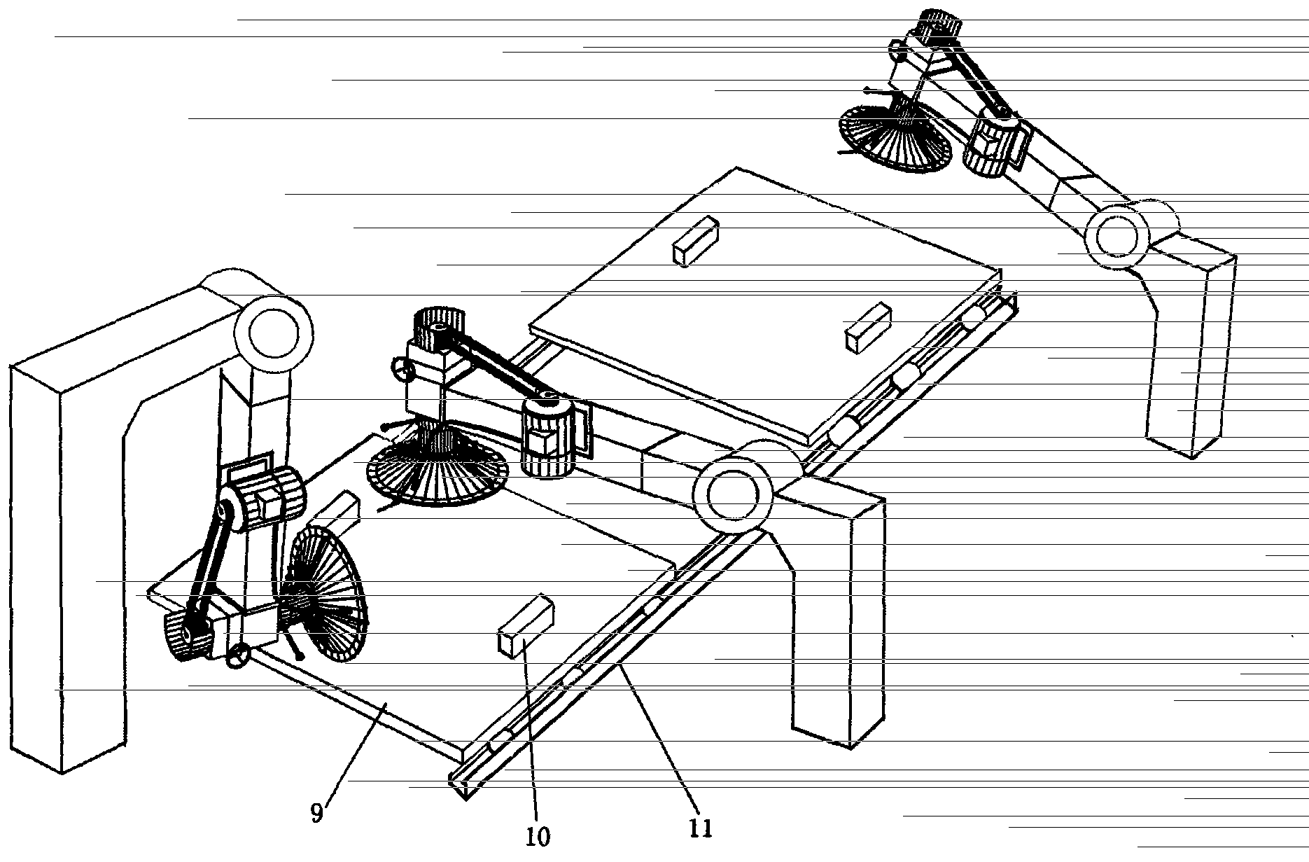 Kerbstone thickness-fixing multi-face fine polishing machine