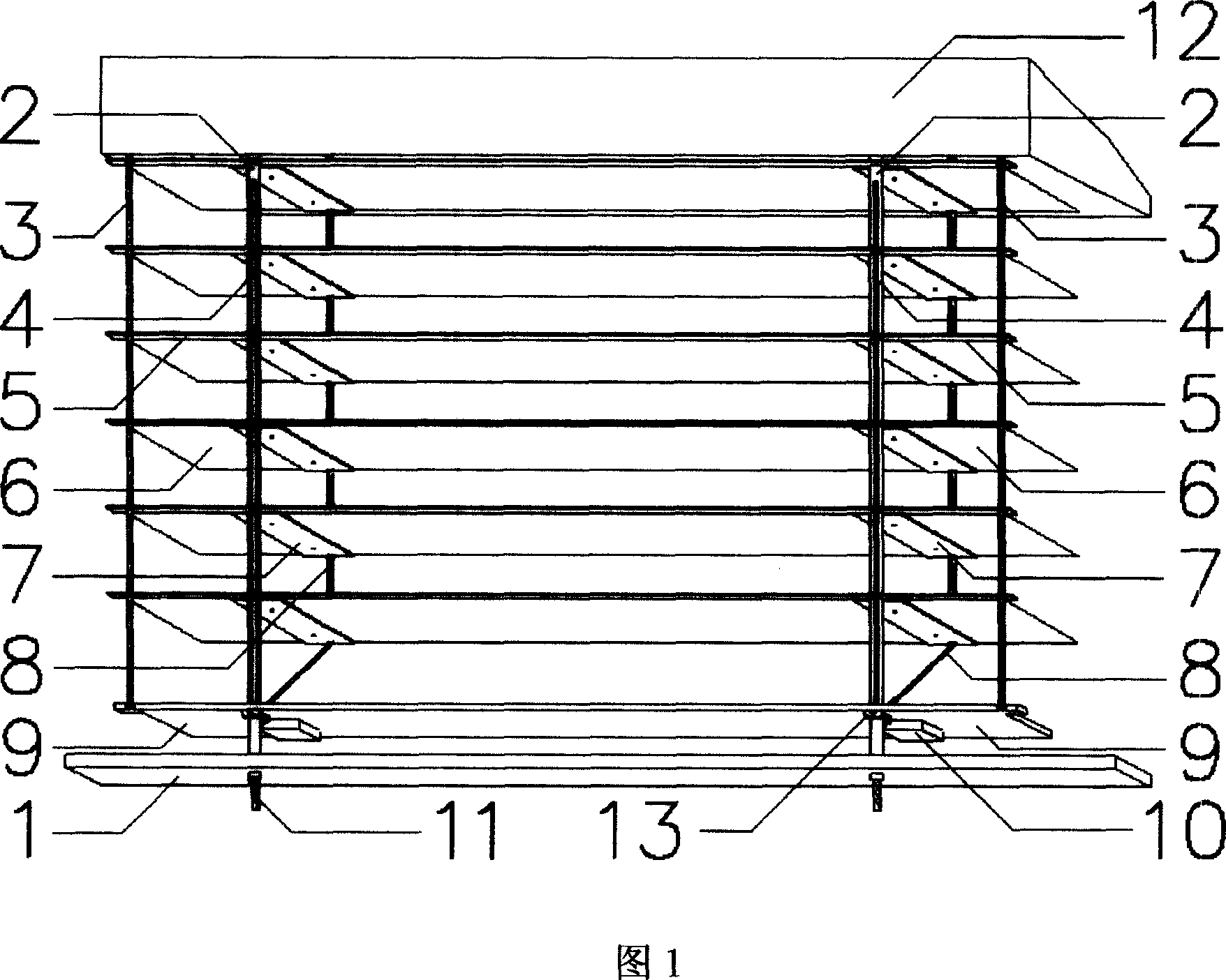 Sun-shading protective louver curtain for exterior wall