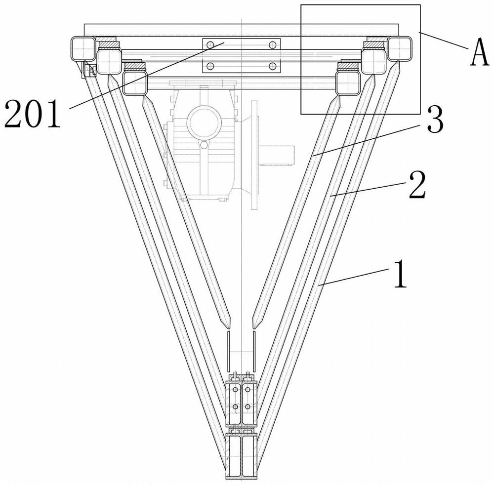 Crossing frame telescopic main arm and double-arm telescopic push type crossing frame