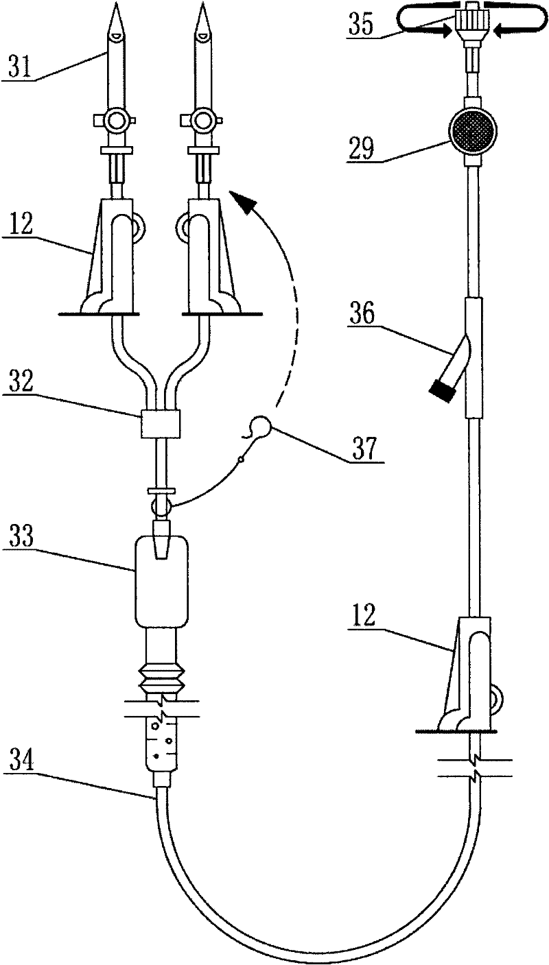 Disposable exhaust-free liquid replenishing transfusion device