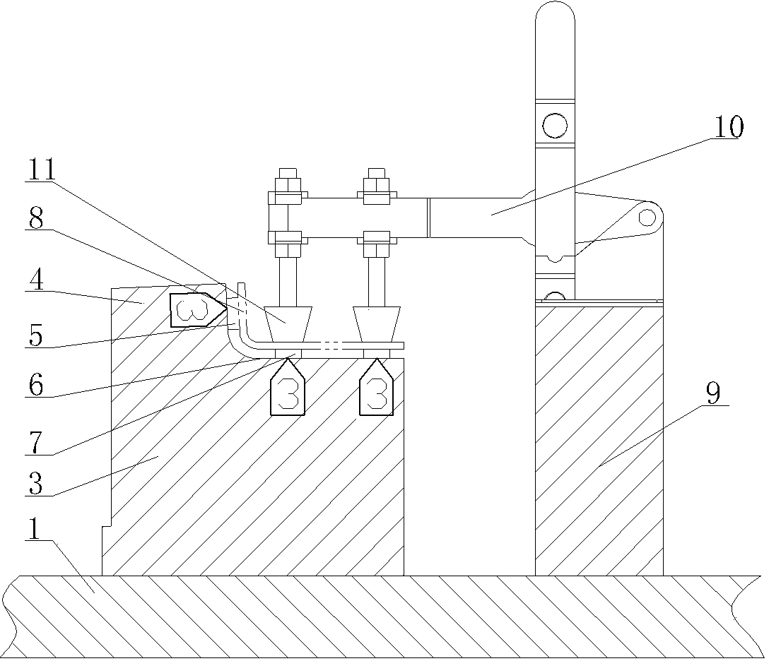 Measuring tool structure of middle reinforcing plate