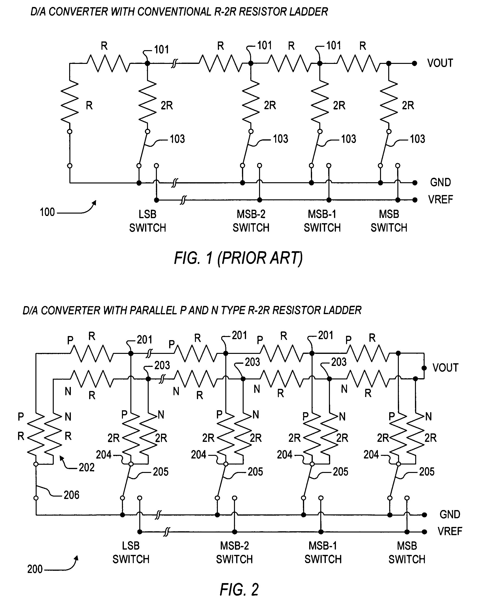 High accuracy digital to analog converter using parallel P and N type resistor ladders