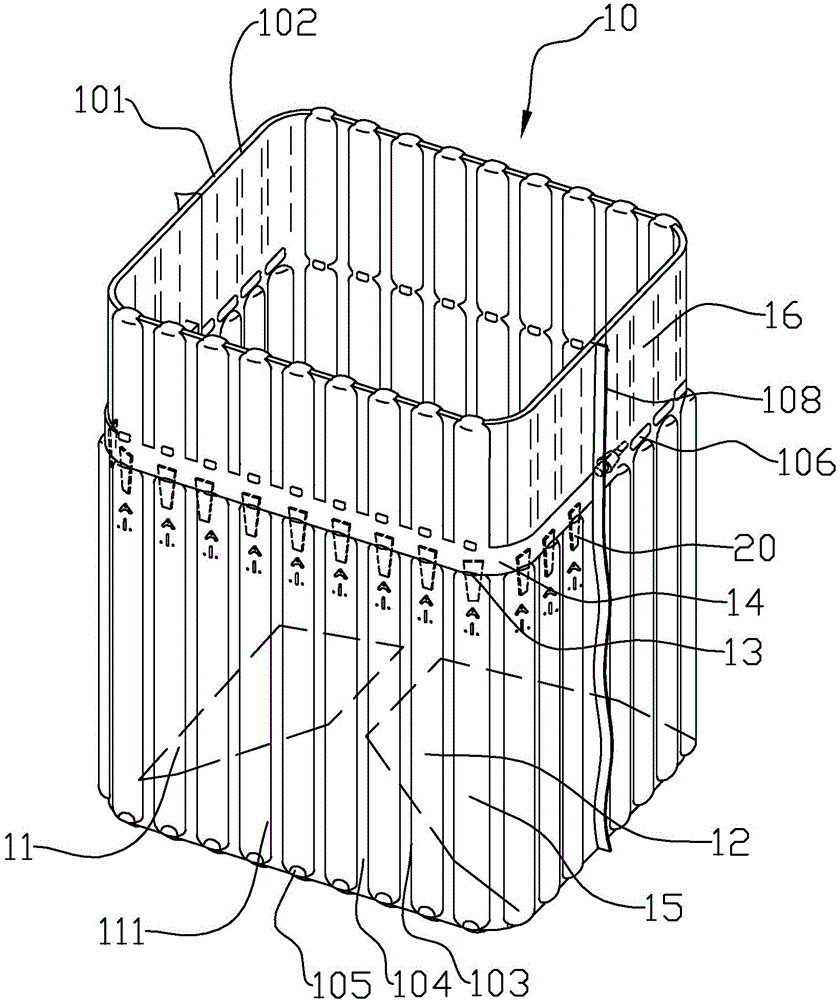 Square air packing device and manufacturing method thereof