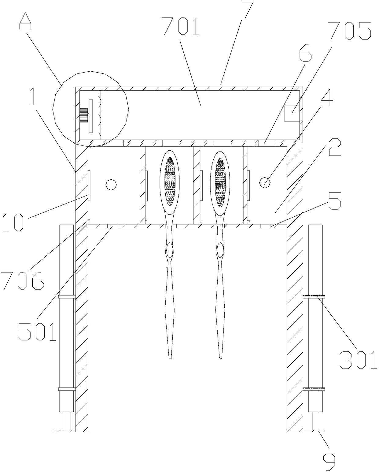 Toothbrush placement frame and toothbrushes