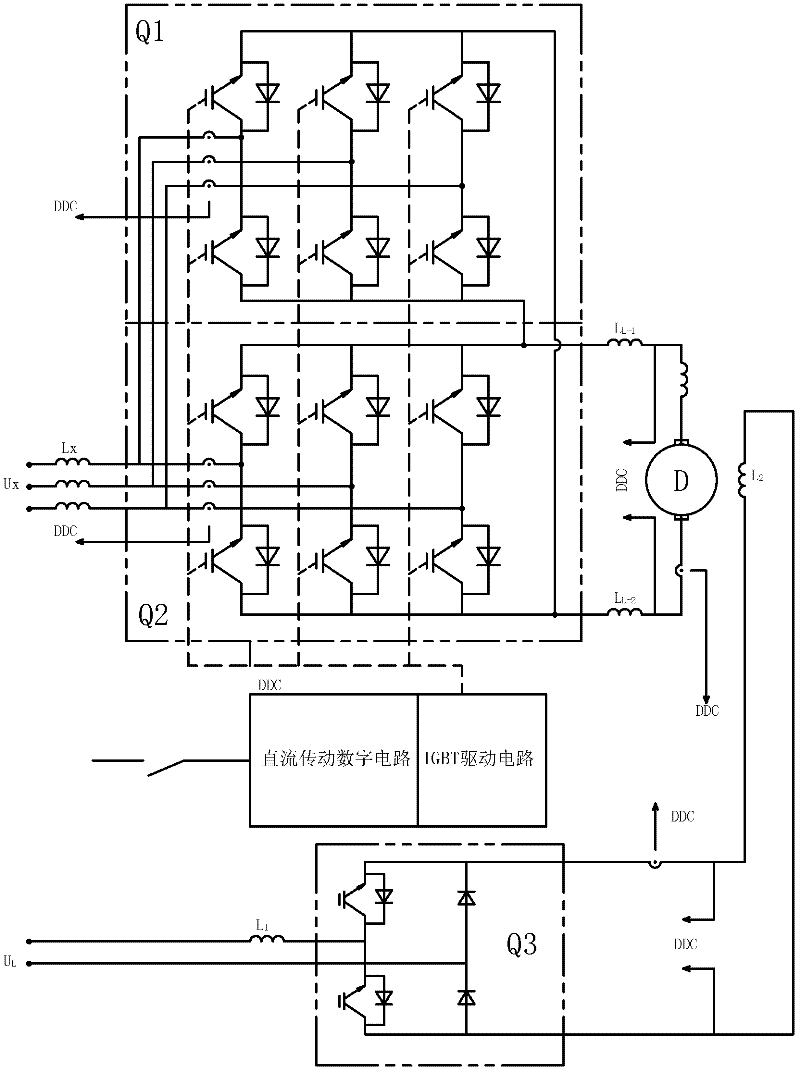 Direct current driving numerical control device for high-power IGBT (Insulated Gate Bipolar Translator) rectification circuit