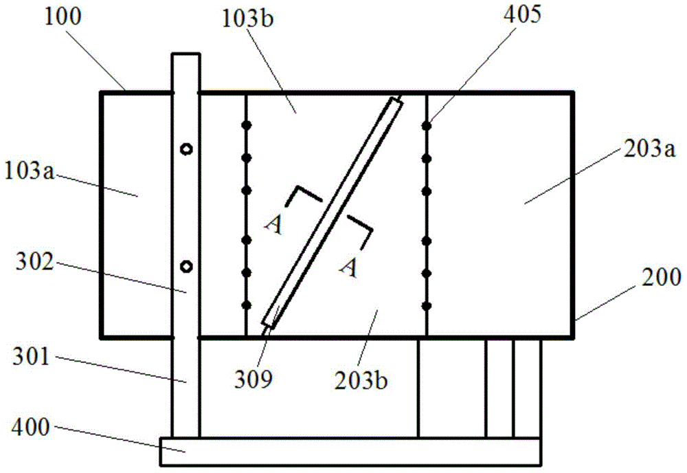 Destructive testing apparatus and method for simulating tunnel going through oblique displaced active fault