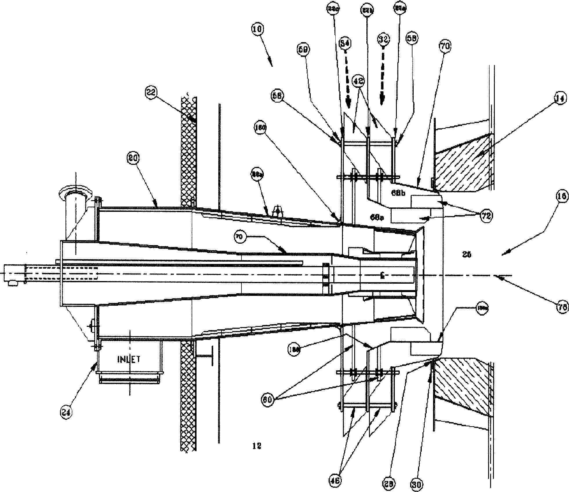 Double ventilating regulator and burner nozzle of low NOx combustor system