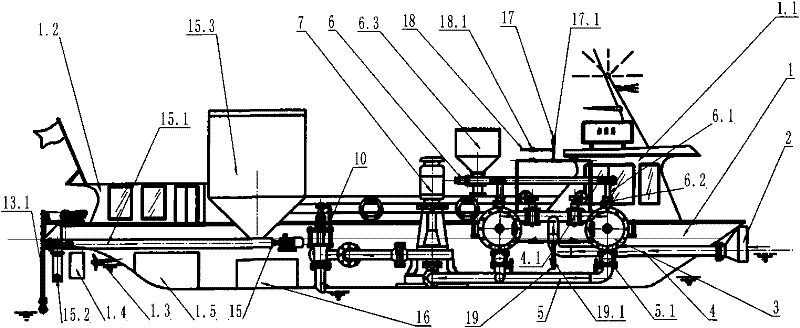 Water-scavenger multifunctional environmental-friendly ship equipment and method thereof