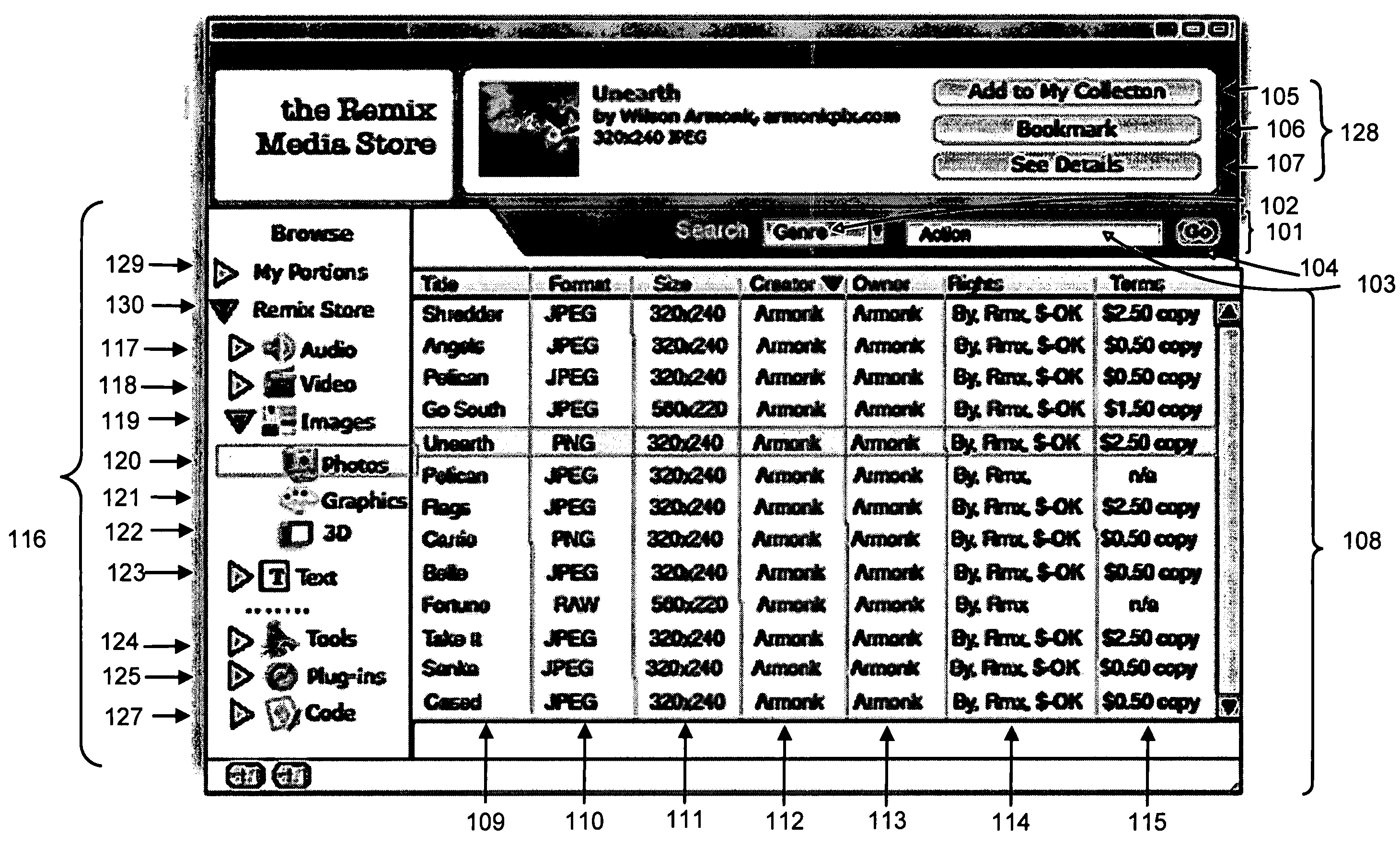 User interface for media item portion search tool