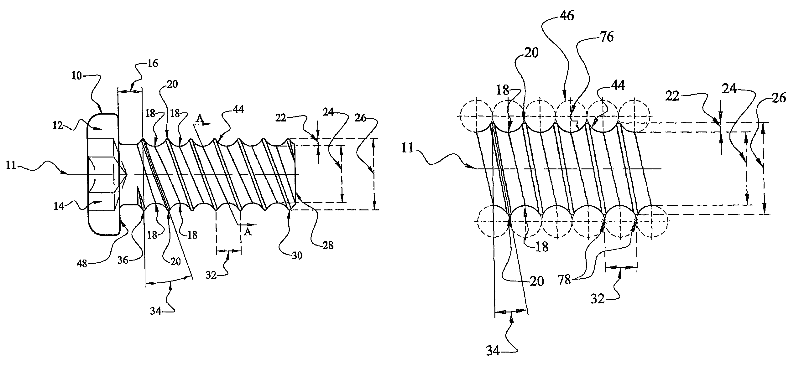 Thread forming screw thread and corresponding thread roll die