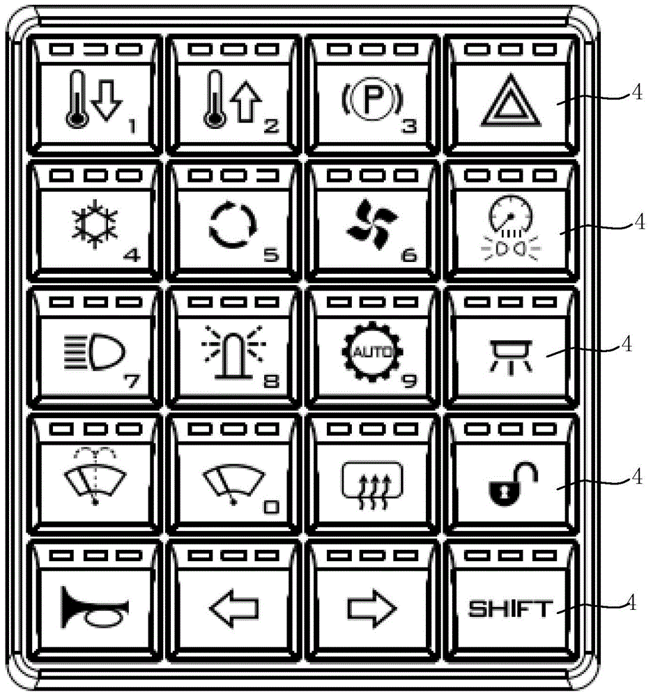 Vehicle-mounted CAN bus key panel and control method thereof