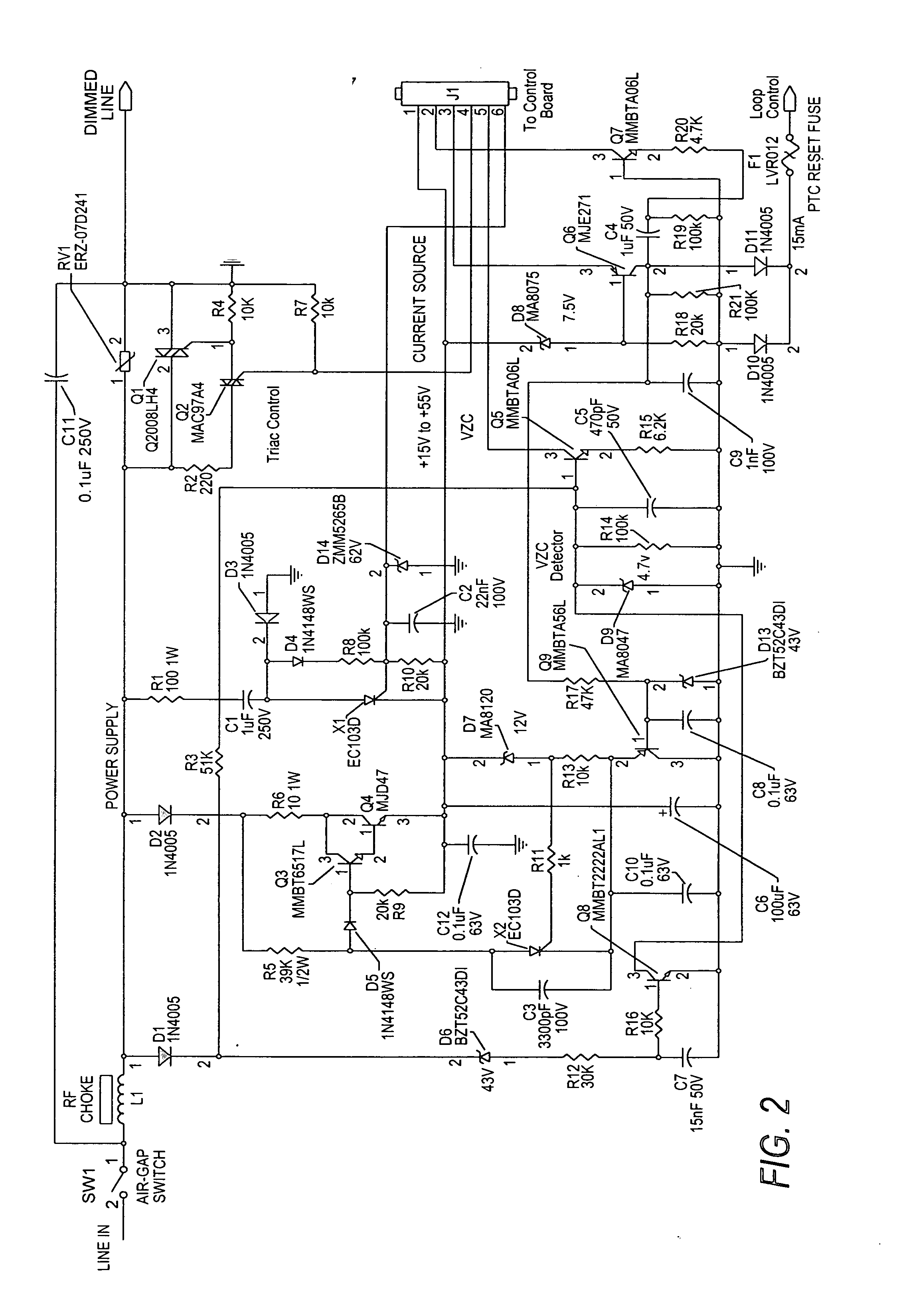 Dimmer control switch unit