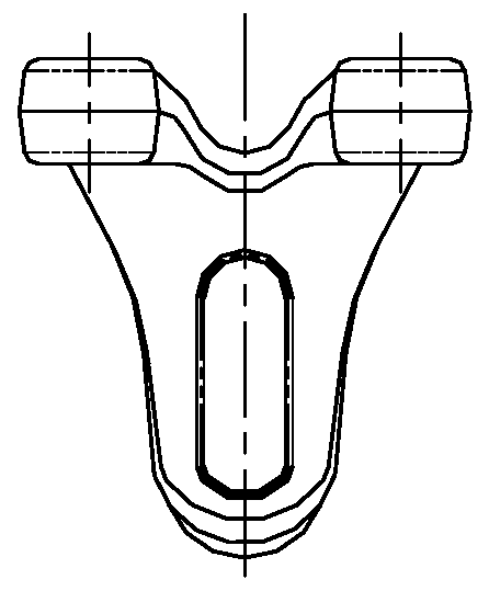 A forging die formed by combined die forging