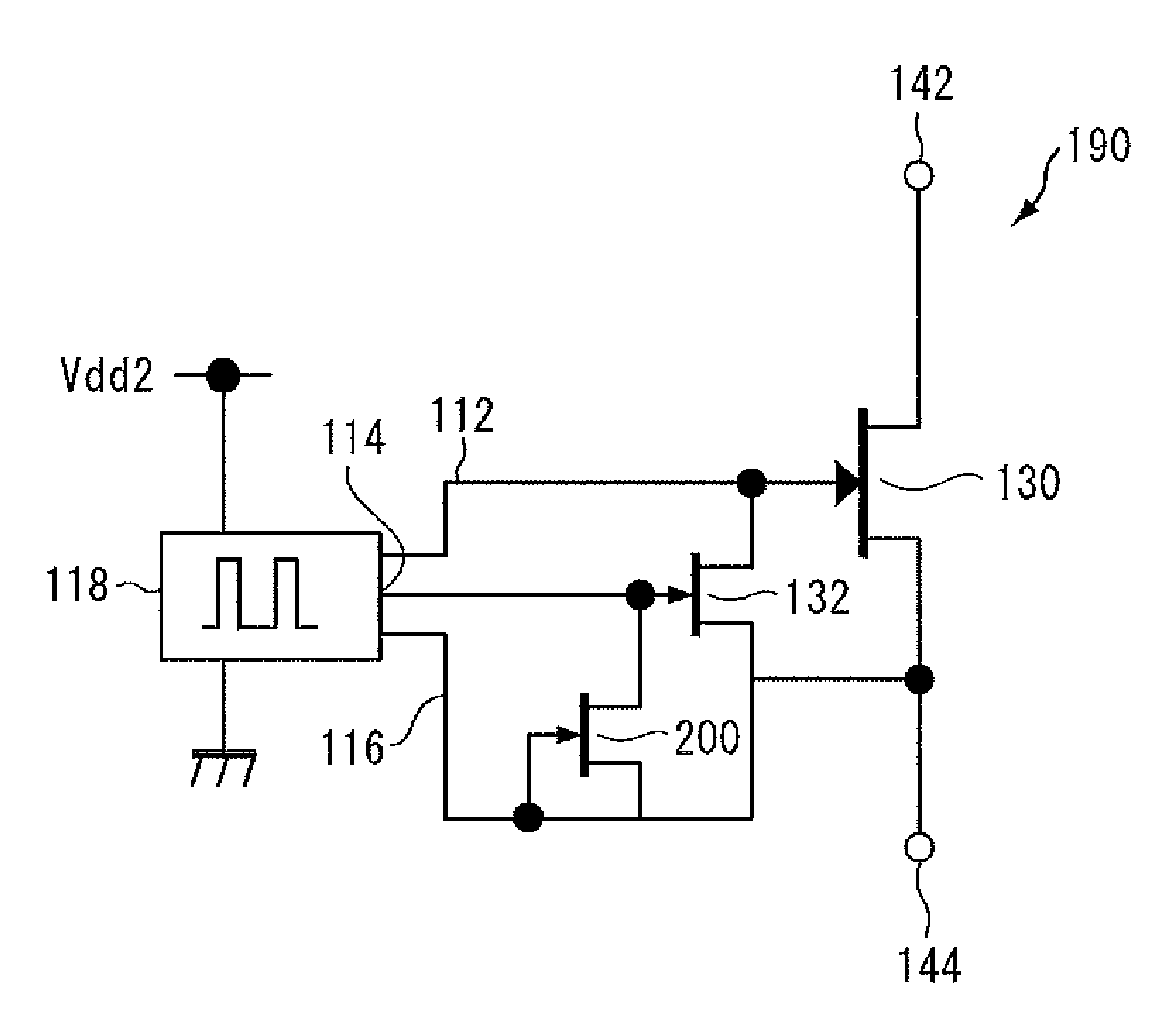 Switching circuit having low threshold voltage