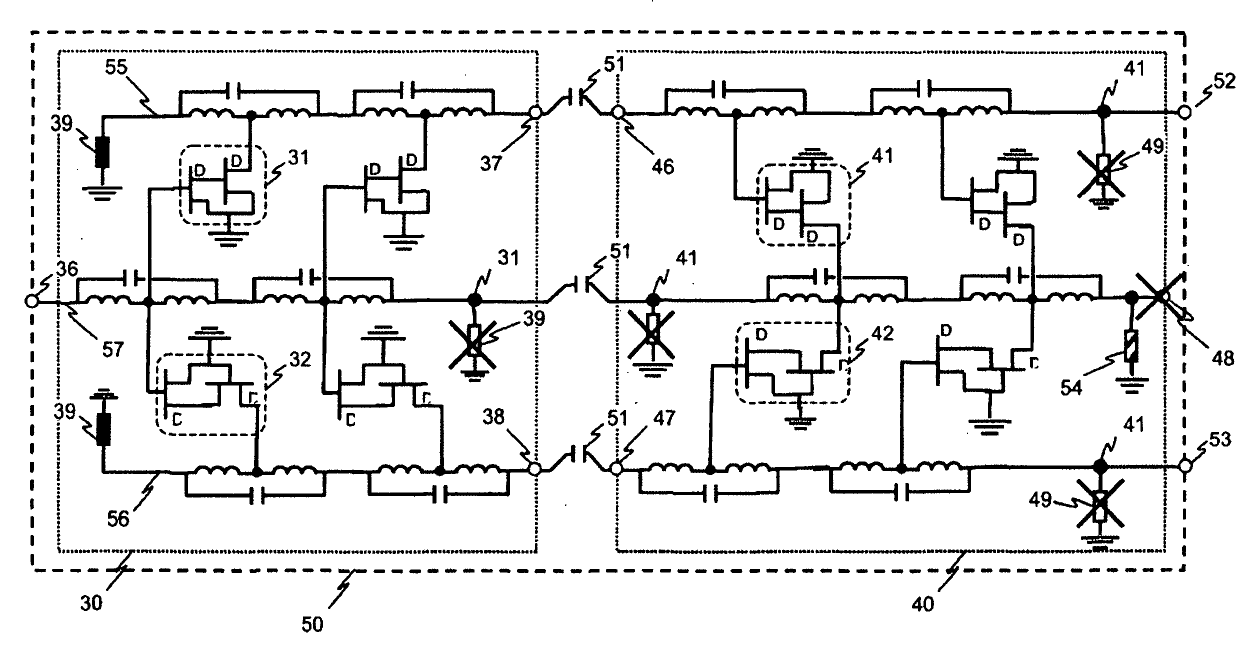 Broadband reciprocal active balun structure