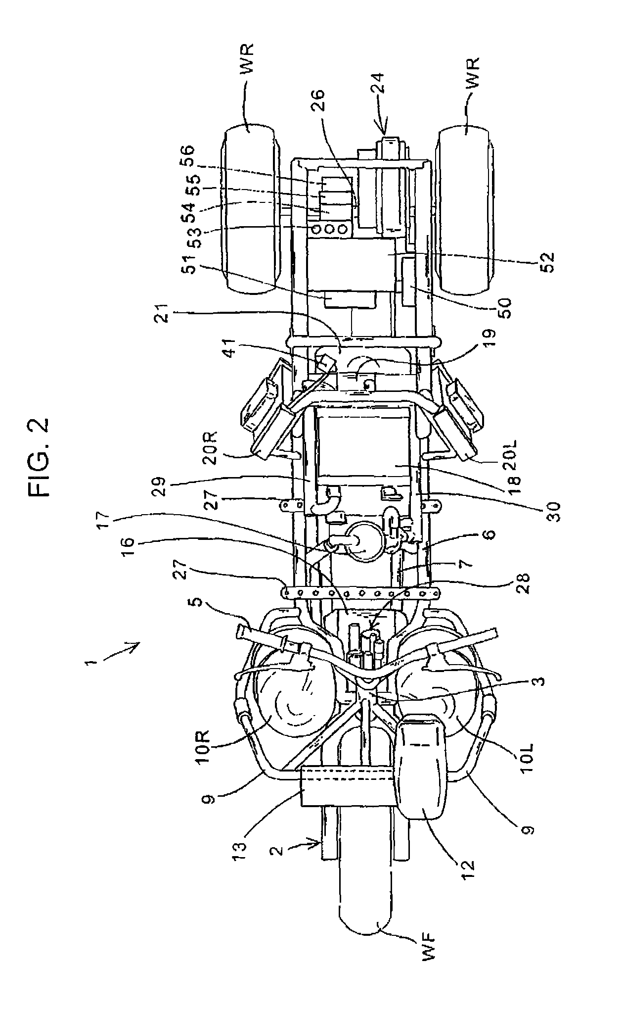 Saddle-ride type fuel cell three-wheeled vehicle