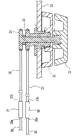 Operation wire harness connection device and endoscope