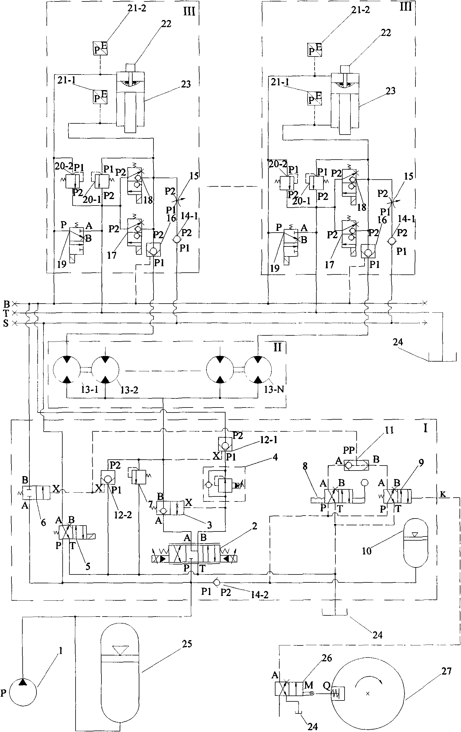 Water turbine cylinder valve machine electrohydraulic control system with function of runaway turnoff