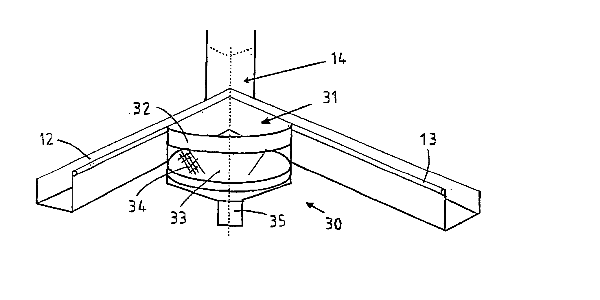 Internal corner roof gutters