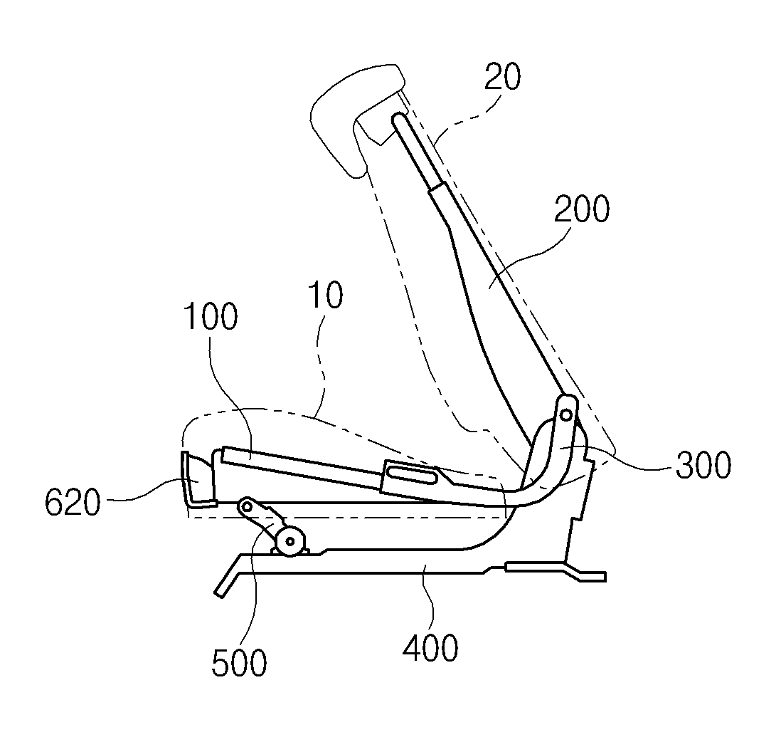 Fold-and dive structure for vehicle seat