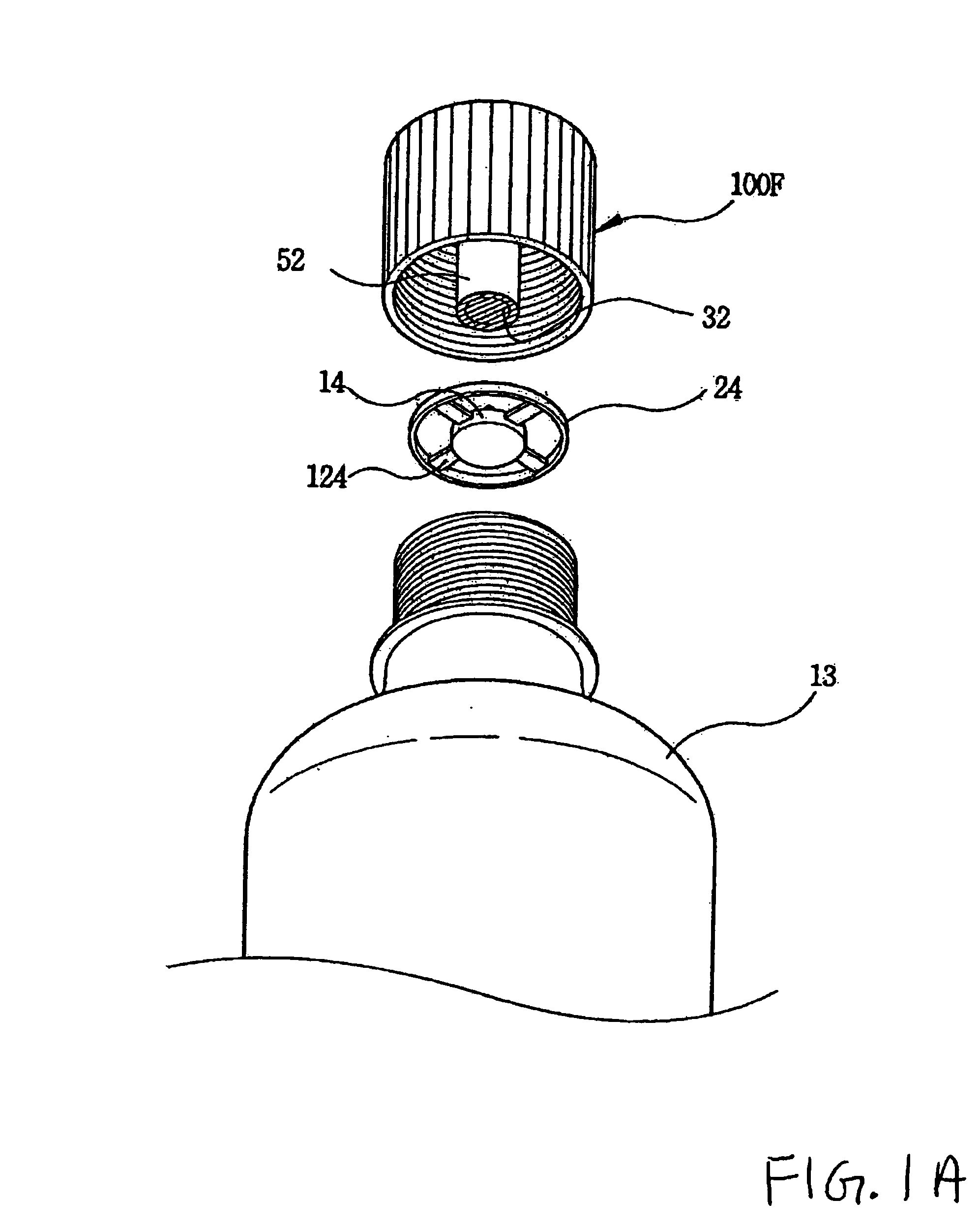 Cap device for mixing different kinds of materials separately contained therein and in bottle