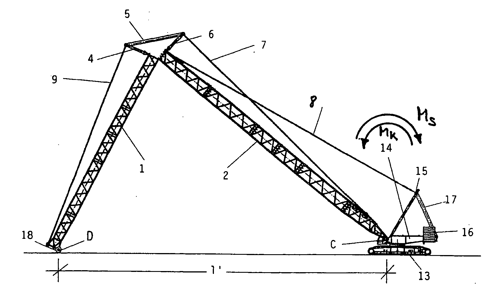 Method for erecting an at least two-piece main boom for a lattice-boom crane and lattice-boom crane built accordingly