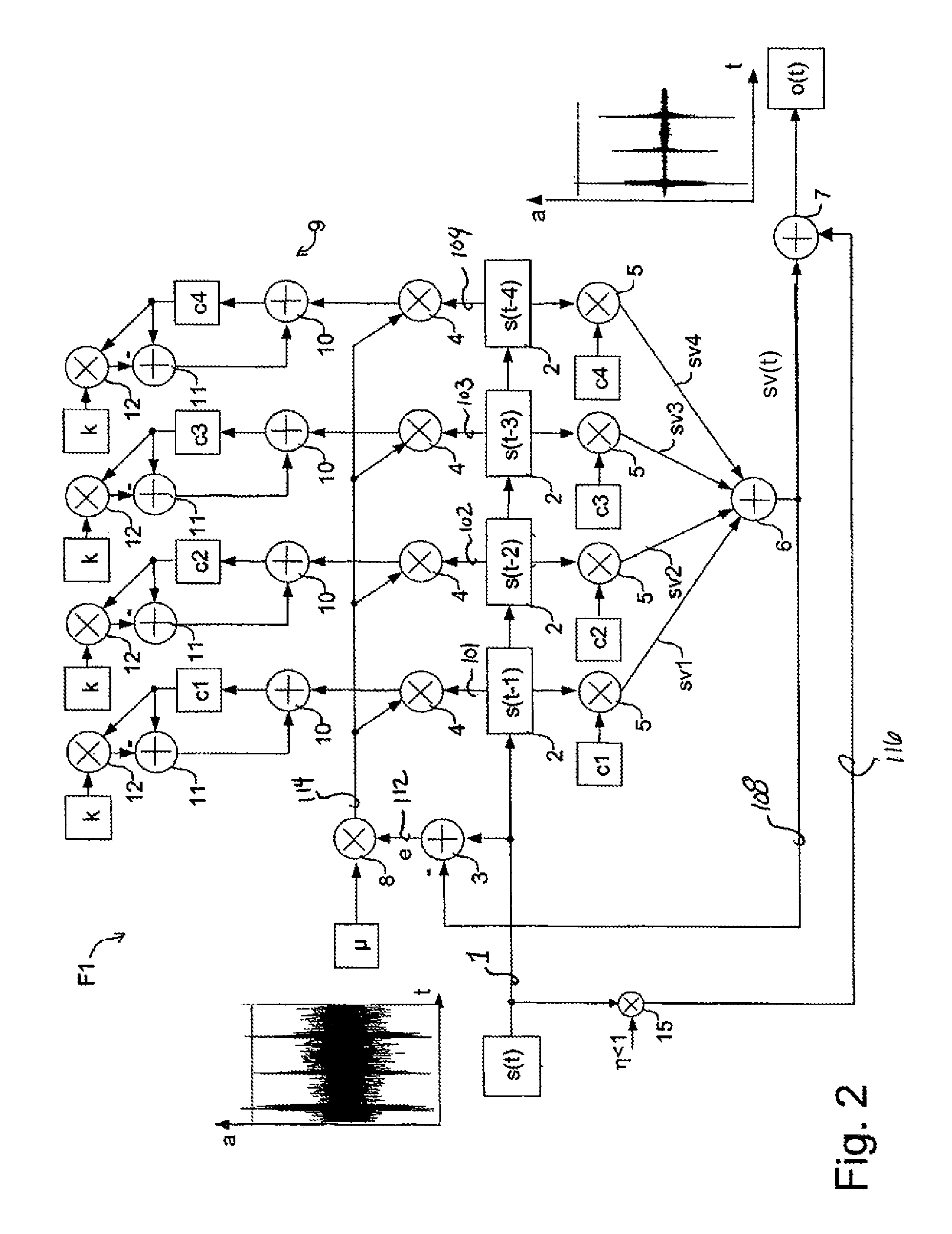 Adaptive reduction of noise signals and background signals in a speech-processing system